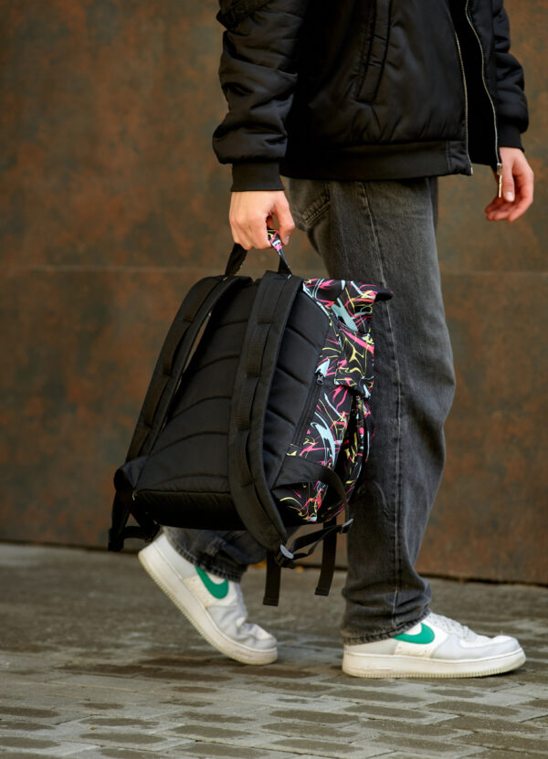 Мужской рюкзак роллтоп Sambag RollTop Double черный с принтом