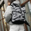 Женский рюкзак роллтоп Sambag RollTop Double принт черный с белым