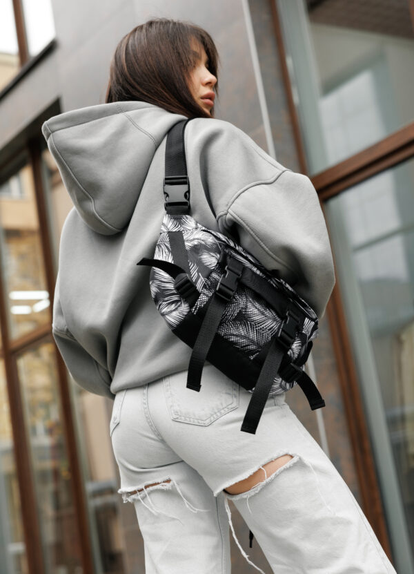 Женский рюкзак роллтоп Sambag RollTop Double принт черный с белым