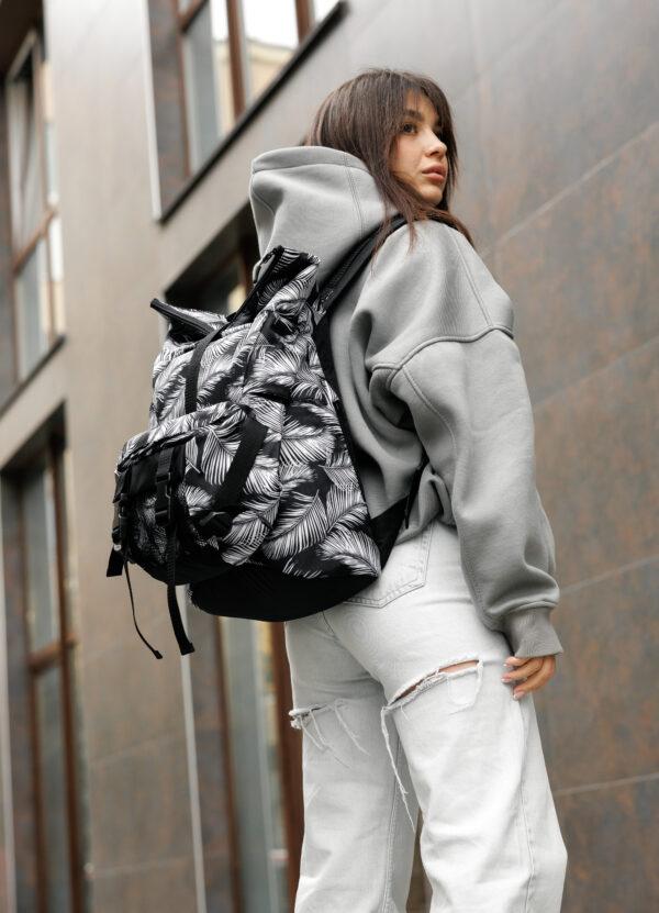 Женский рюкзак роллтоп Sambag RollTop Double принт черный с белым