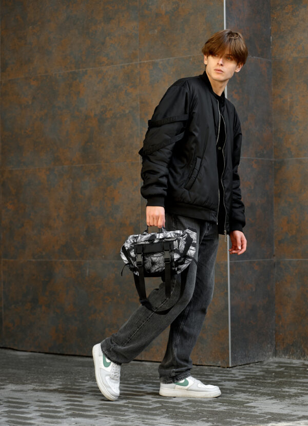 Мужской рюкзак роллтоп Sambag RollTop Double черный с принтом