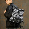 Мужской рюкзак роллтоп Sambag RollTop Double черный с принтом
