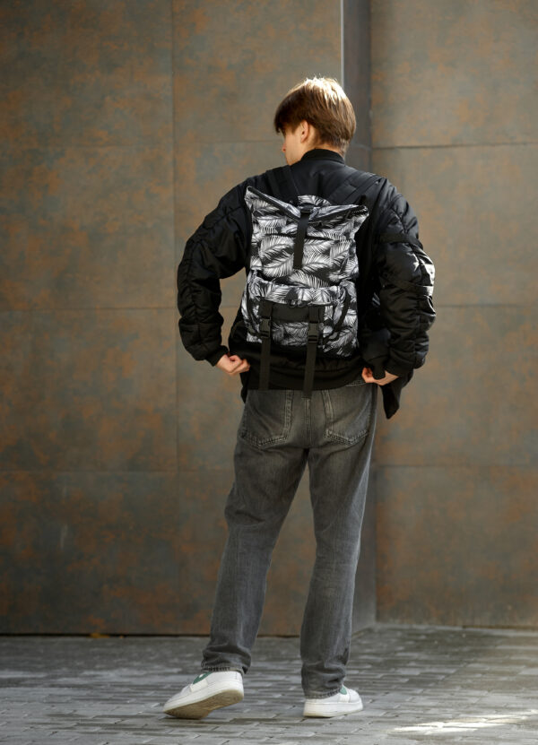 Мужской рюкзак роллтоп Sambag RollTop Double черный с принтом