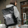 Женский рюкзак Sambag RollTop Hacking черный с принтом