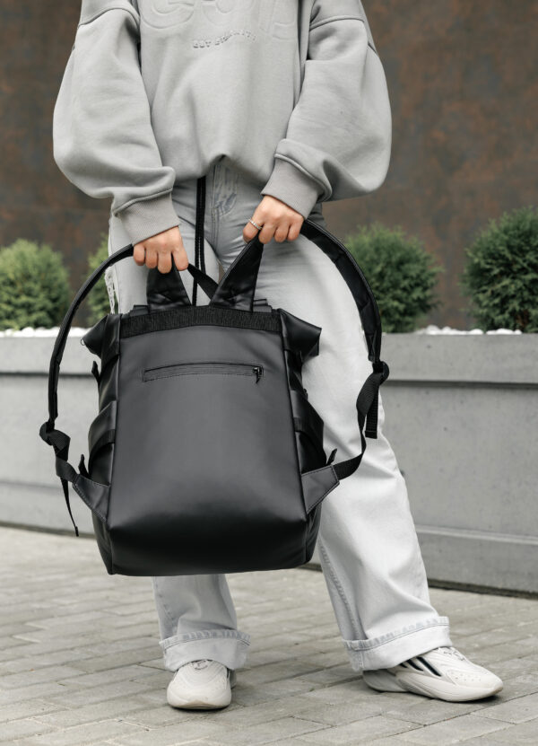 Женский рюкзак Sambag RollTop Hacking черный с принтом