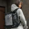 Женский рюкзак Sambag RollTop Hacking черный с принтом