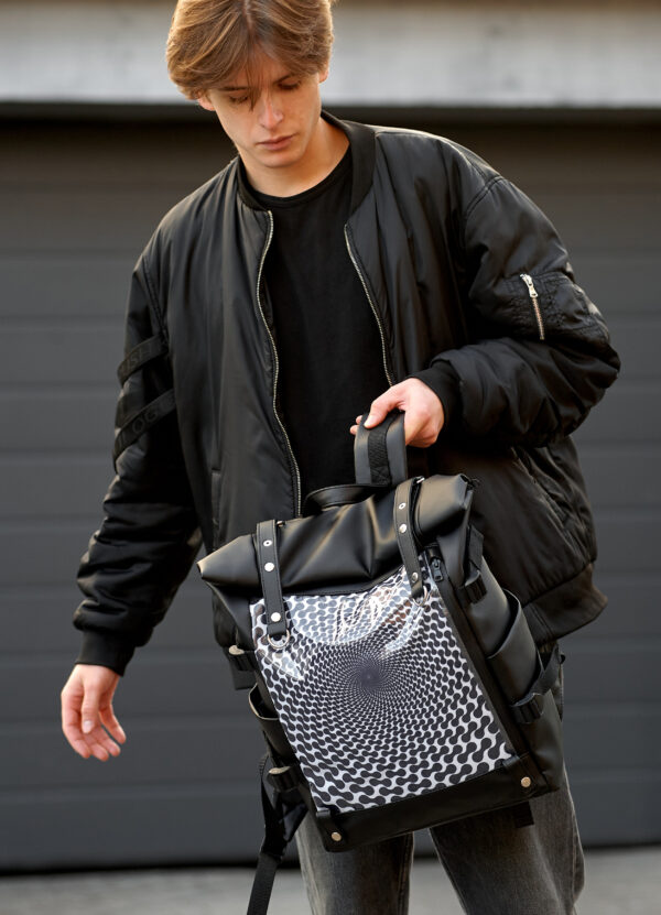 Рюкзак чоловічий Sambag RollTop Hacking принт чорний