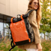 Рюкзак жіночий Sambag RollTop Hacking чорний з помаранчевим
