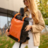 Рюкзак жіночий Sambag RollTop Hacking чорний з помаранчевим