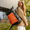 Рюкзак жіночий Sambag RollTop Hacking чорний з помаранчевим