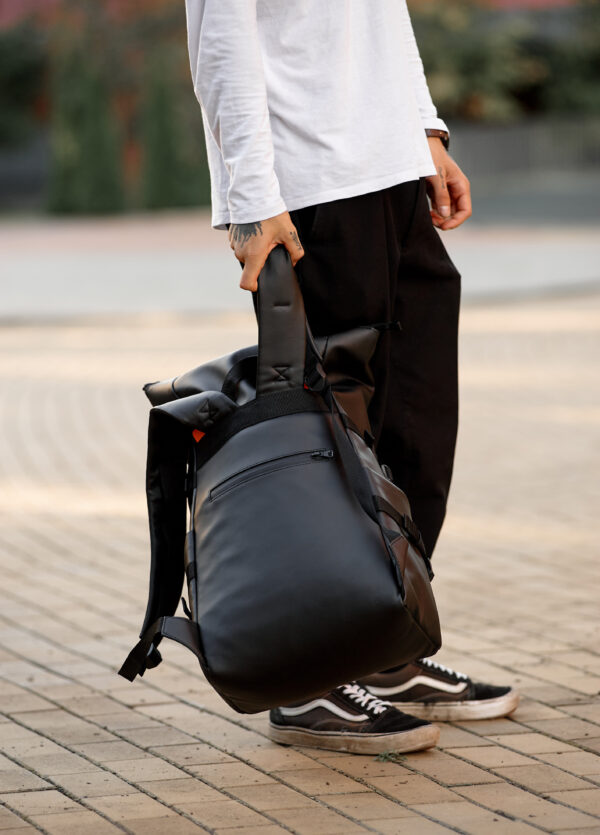 Рюкзак чоловічий Sambag RollTop Hacking чорний з помаранчевим