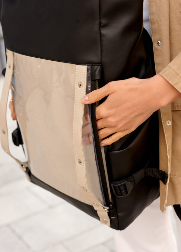 Рюкзак жіночий для ноутбука Sambag RollTop Hacking чорний із сірим