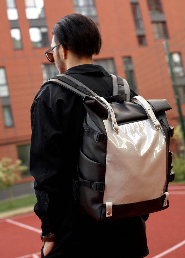 Мужской рюкзак Sambag RollTop Hacking черный с серым