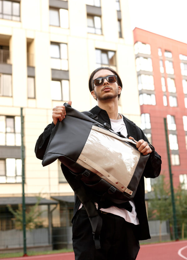 Мужской рюкзак Sambag RollTop Hacking черный с серым