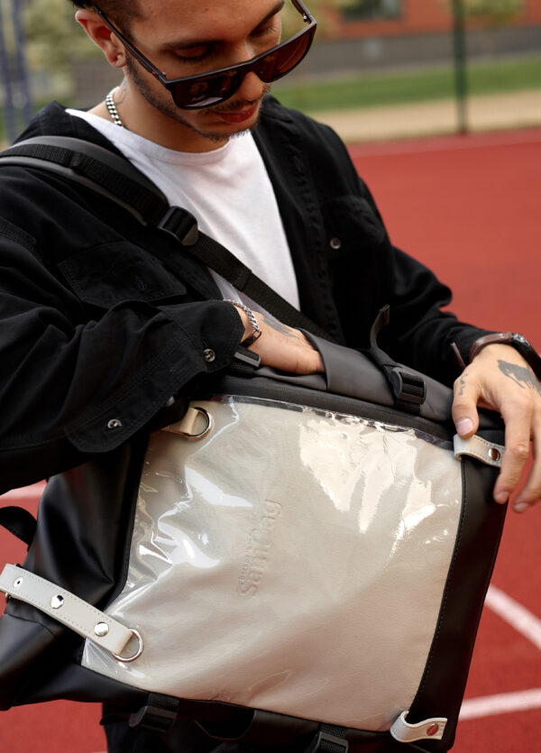 Мужской рюкзак Sambag RollTop Hacking черный с серым