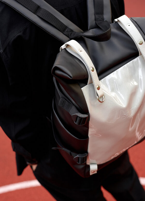 Мужской рюкзак Sambag RollTop Hacking черный с серым