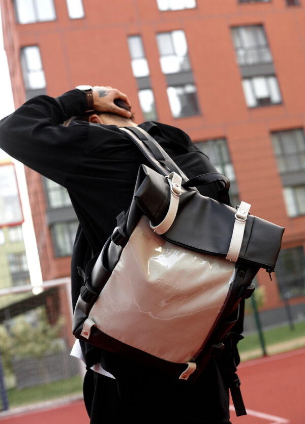 Мужской рюкзак Sambag RollTop Hacking черный с серым