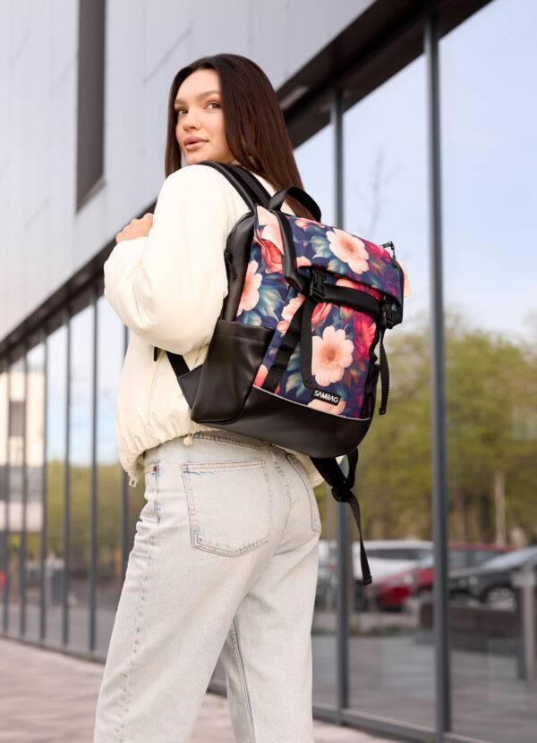 Рюкзак жіночий Sambag Aura чорний з принтом