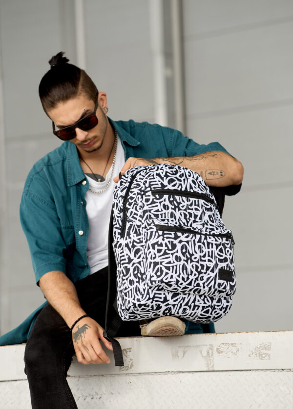 Мужской рюкзак Sambag Zard LKT принт белый с черным