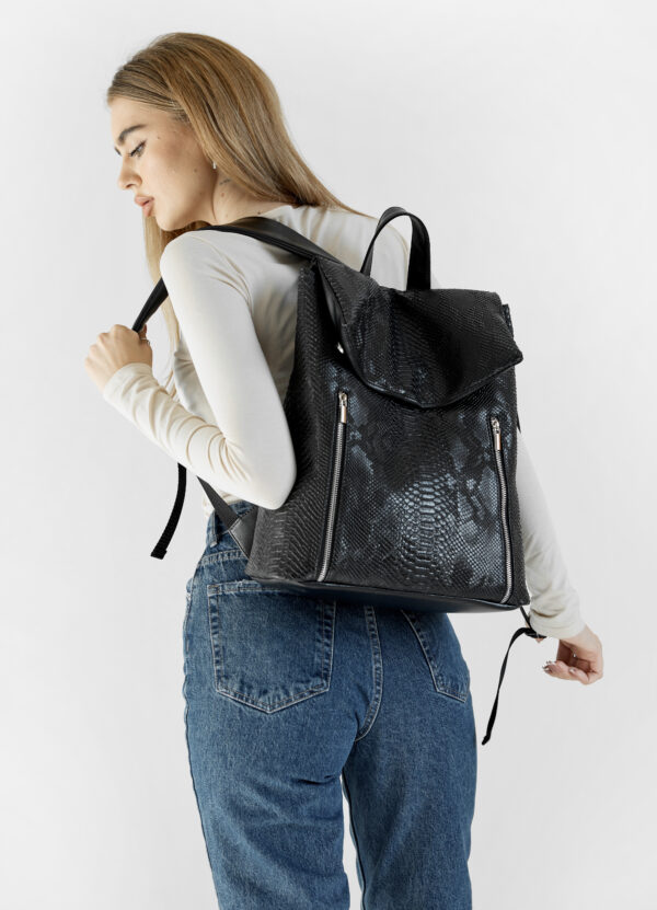 Женский рюкзак Sambag Rene LZS крокодил черный