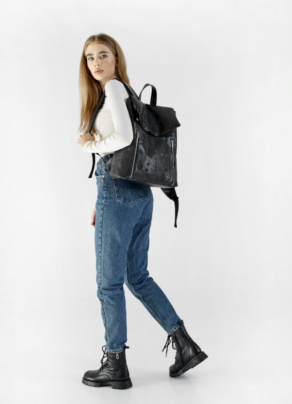Женский рюкзак Sambag Rene LZS крокодил черный