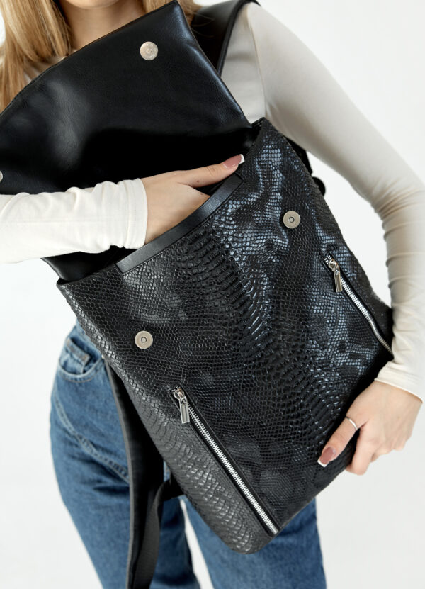 Женский рюкзак Sambag Rene LZS крокодил черный