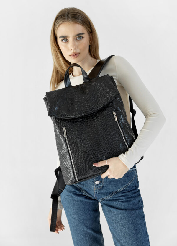 Женский рюкзак Sambag Rene LZS крокодил черный