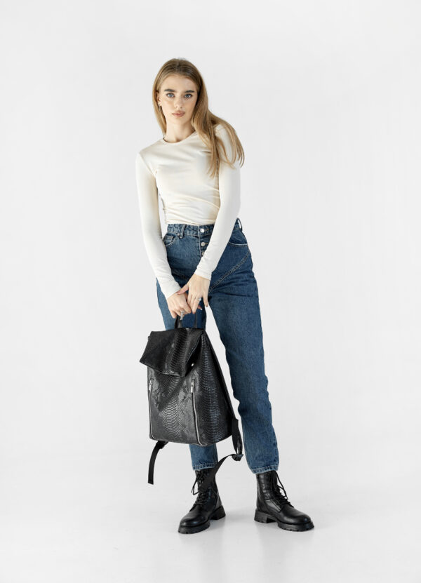 Женский рюкзак Sambag Rene LZS крокодил черный