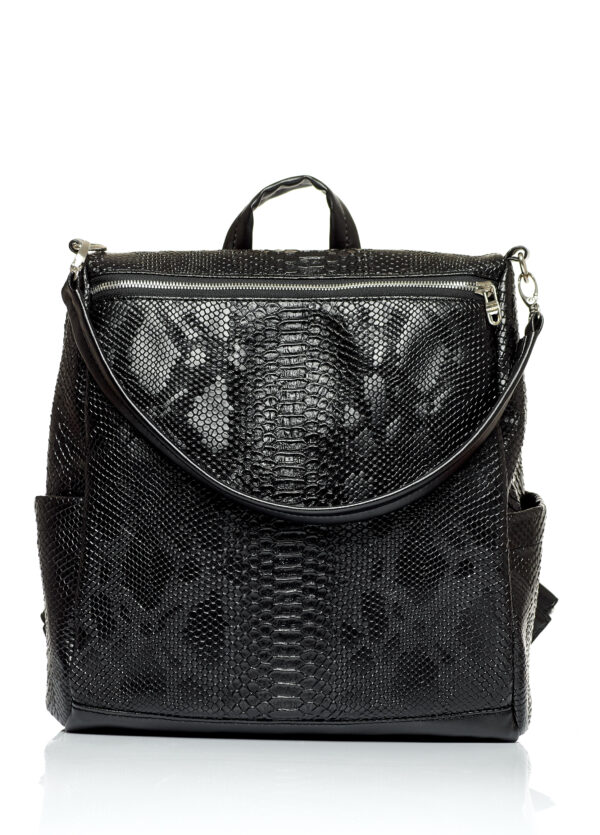 Женский рюкзак-сумка Sambag Trinity крокодил черный