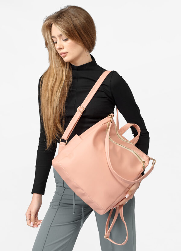 Женский рюкзак-сумка Sambag Trinity пудровая