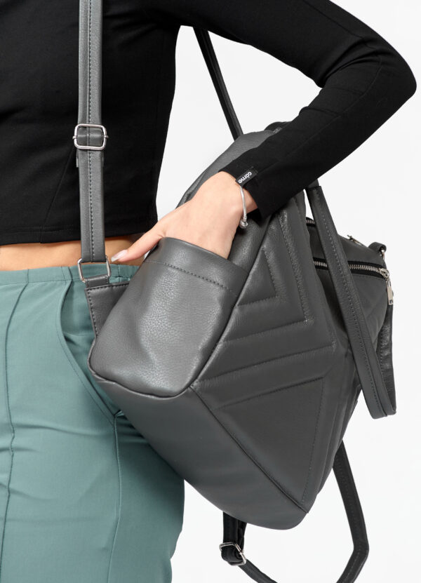 Рюкзак-сумка жіноча Sambag Trinity строчена графітова