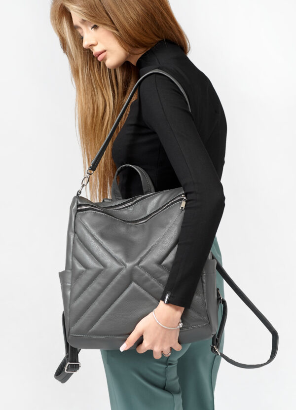 Рюкзак-сумка жіноча Sambag Trinity строчена графітова