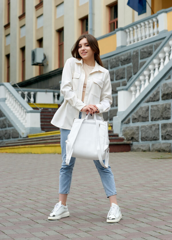 Рюкзак-сумка женская Sambag Trinity строченая белая