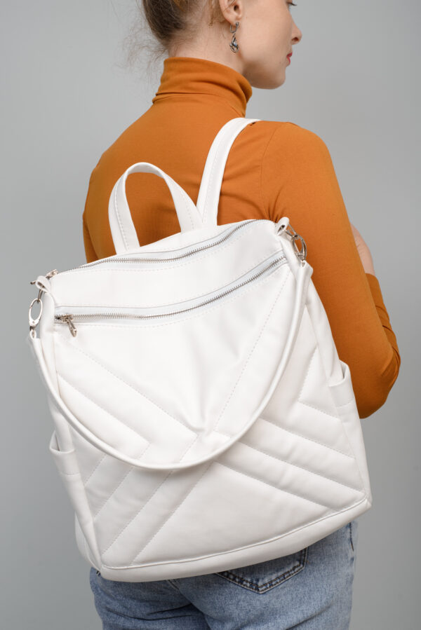 Рюкзак-сумка женская Sambag Trinity строченая белая