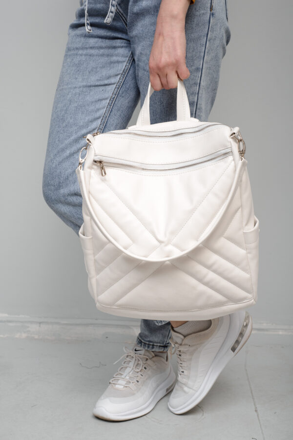 Рюкзак-сумка женская Sambag Trinity строченая белая