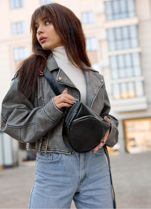 Сумка крос-боді жіноча Sambag Sofi крокодил чорна