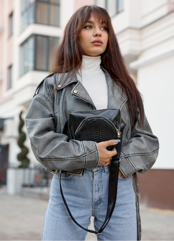 Сумка крос-боді жіноча Sambag Sofi крокодил чорна