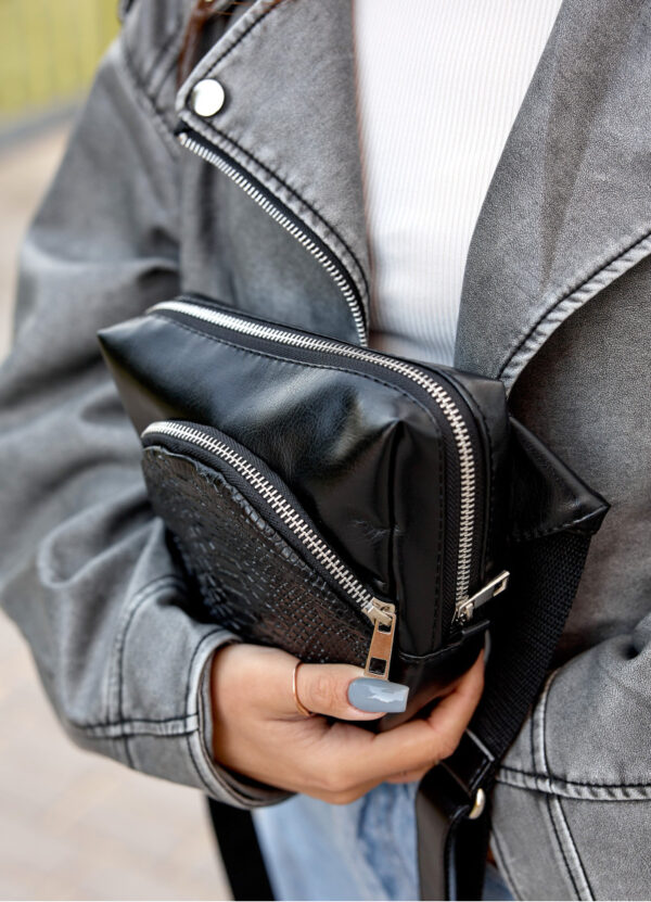 Сумка крос-боді жіноча Sambag Sofi крокодил чорна