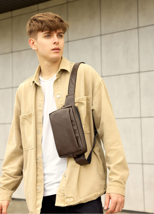 Бананка мужская прямоугольная Sambag Harvi коричневая