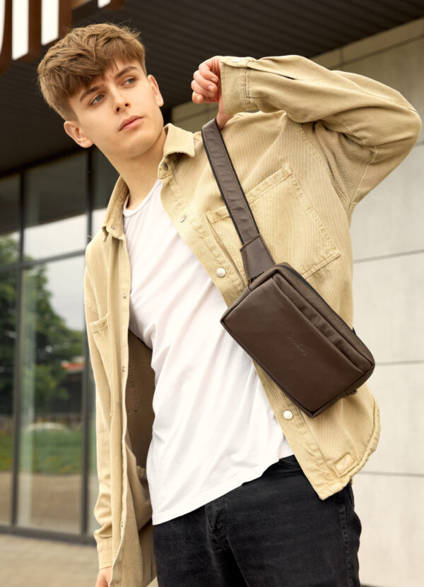 Бананка мужская прямоугольная Sambag Harvi коричневая