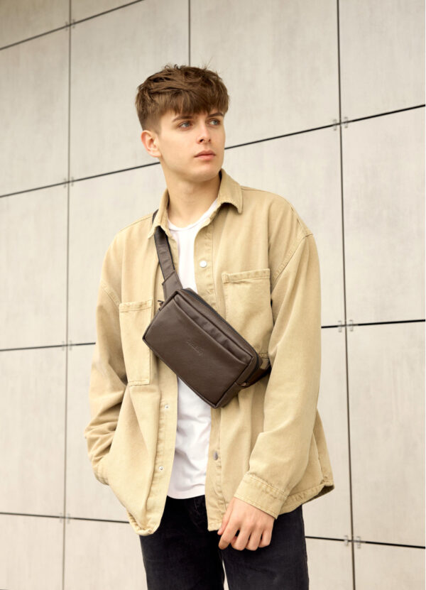 Бананка мужская прямоугольная Sambag Harvi коричневая