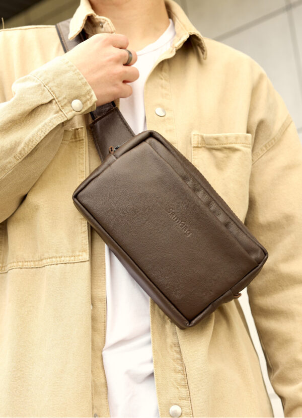 Бананка мужская прямоугольная Sambag Harvi коричневая