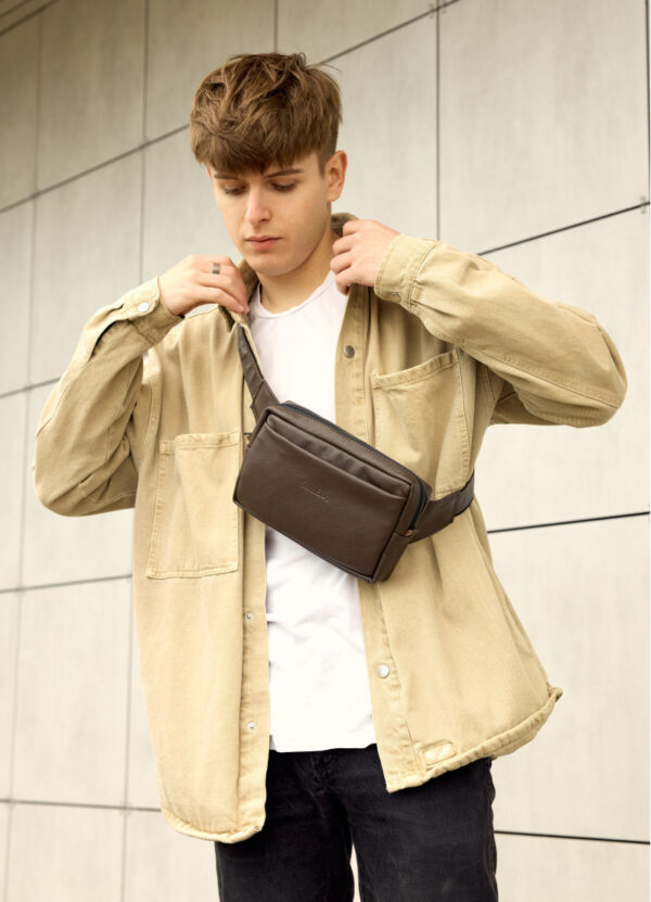 Бананка мужская прямоугольная Sambag Harvi коричневая