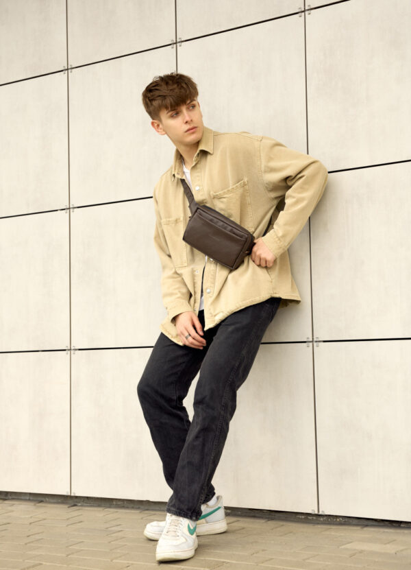 Бананка мужская прямоугольная Sambag Harvi коричневая