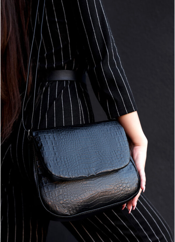 Сумка кросс-боди женская Sambag Rose Bzn черная крокодил