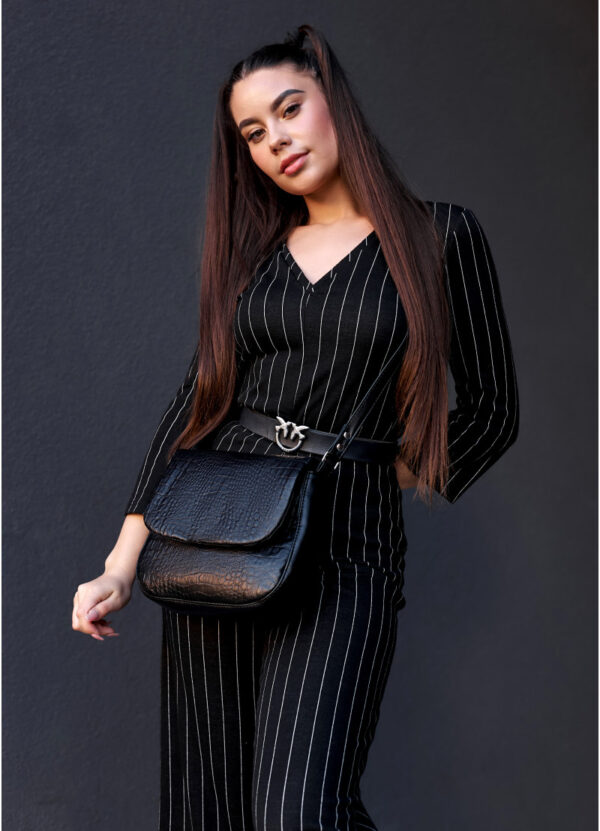 Сумка кросс-боди женская Sambag Rose Bzn черная крокодил