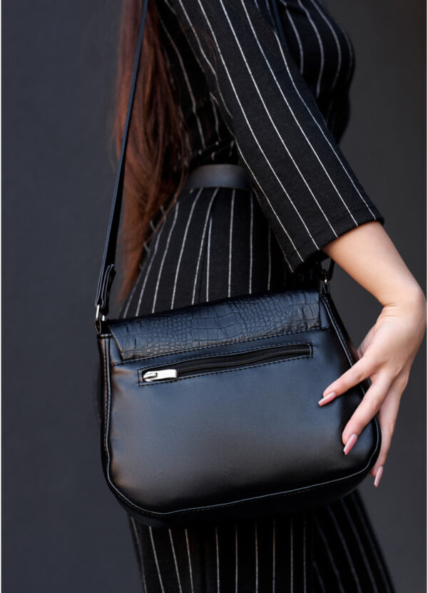 Сумка кросс-боди женская Sambag Rose Bzn черная крокодил