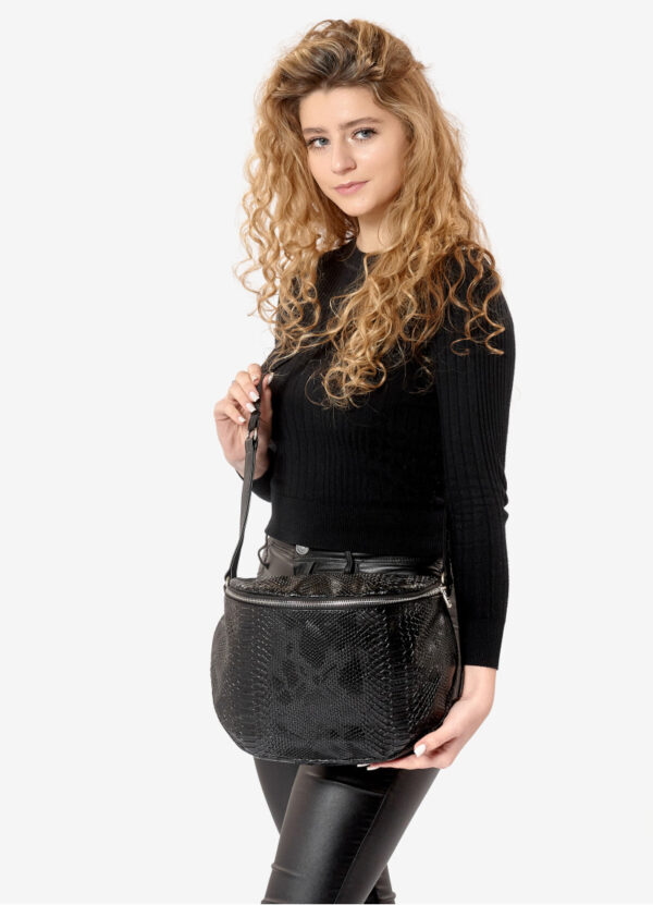 Сумка кросс-боди женская Sambag Milano черная крокодил