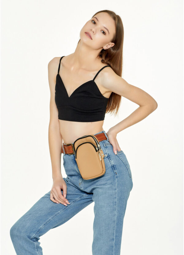 Сумка для телефона женская Sambag бежевая