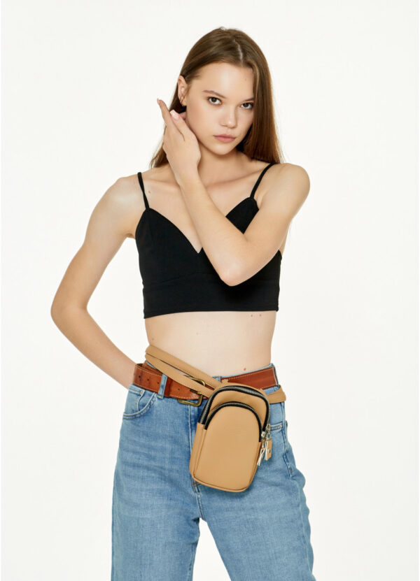 Сумка для телефона женская Sambag бежевая